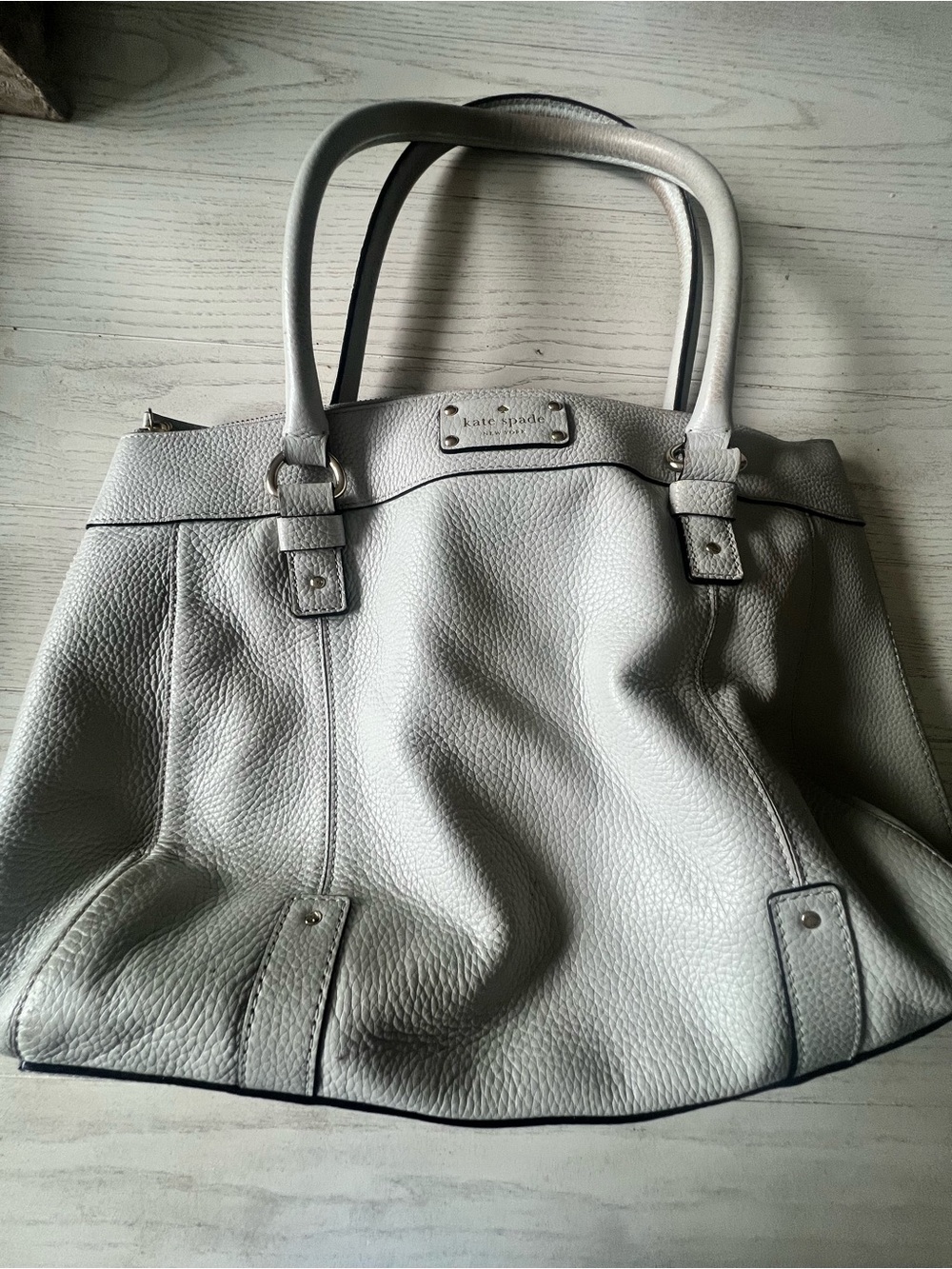 Kate Spade Pebbled Leather Tote in Light Gray